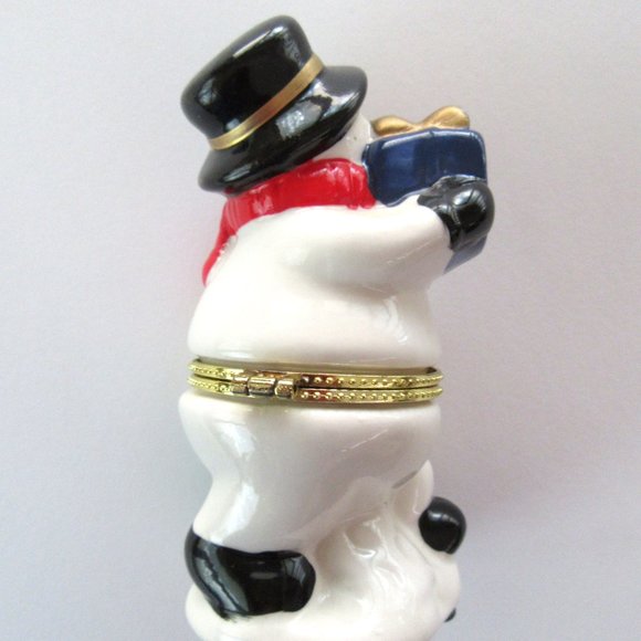 Vintage ceramic Christmas snowman ring or trinket box - So cute!! - Picture 4 of 8